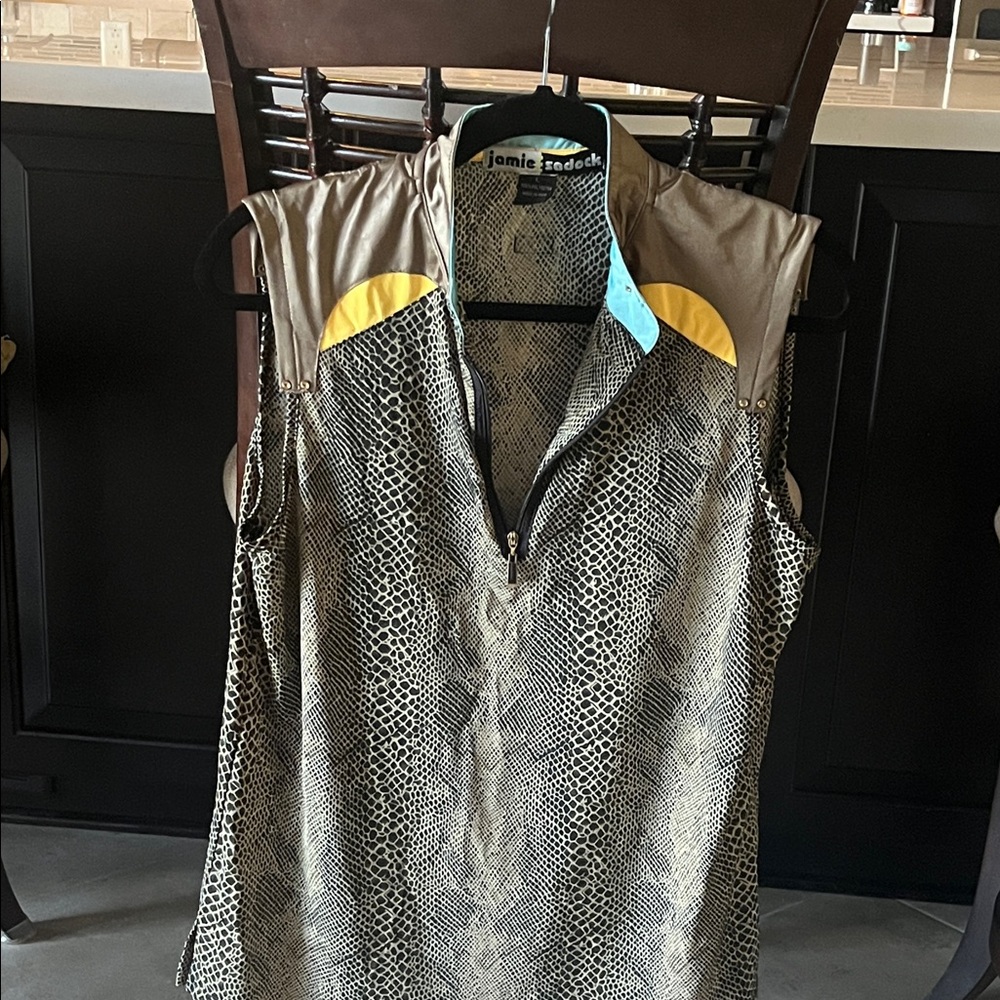 Jamie Sadock Sleeveless Blouse - Tan and Yellow